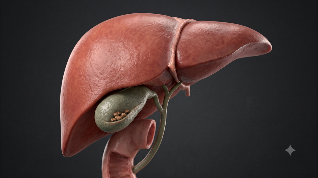 Liver and gallbladder anatomy representing hepatobiliary health