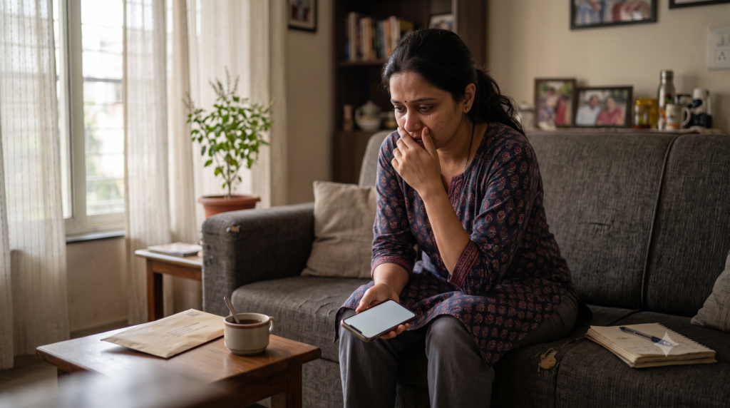 Person experiencing emotional distress after difficult personal circumstances