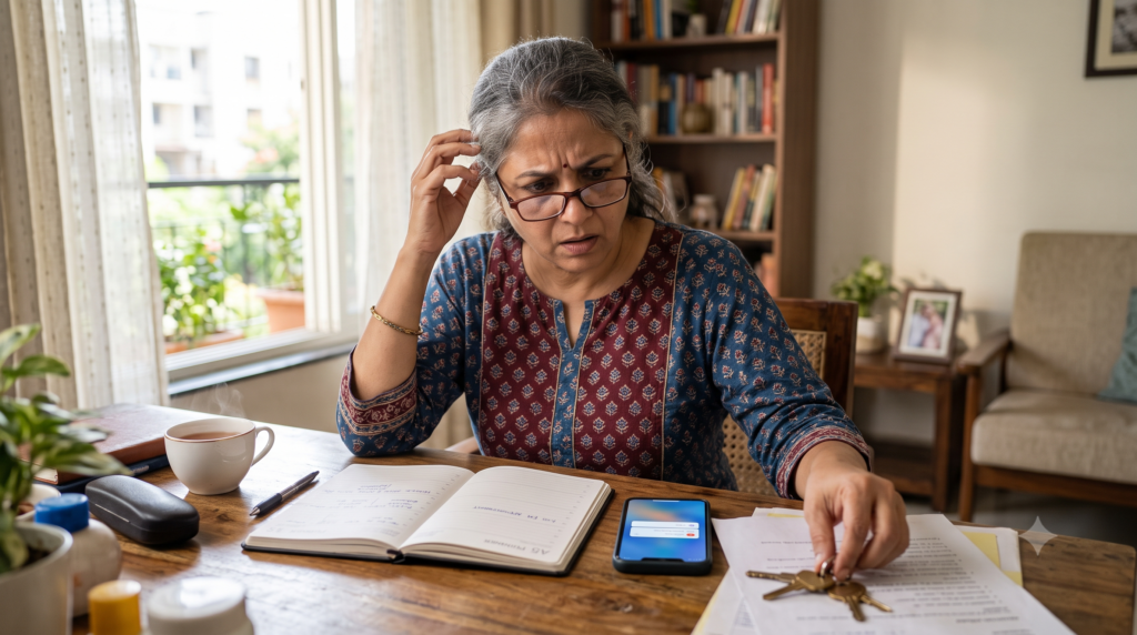 Person struggling to remember an appointment and organise everyday information