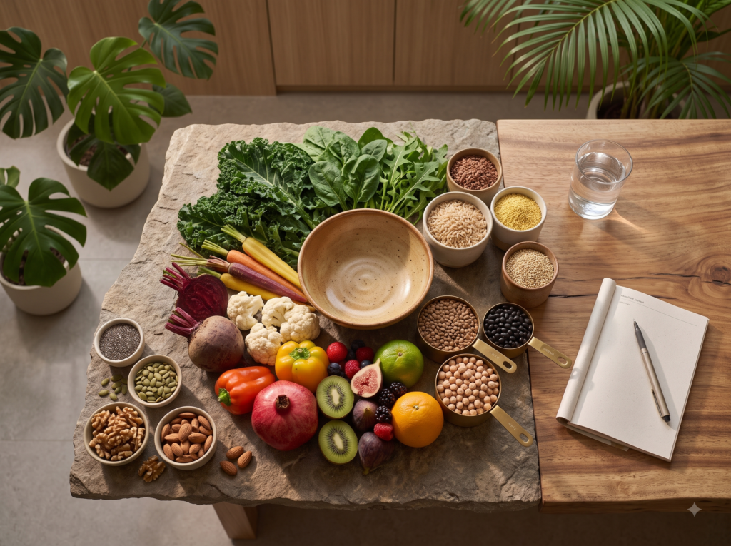 Whole foods representing personalised nutrition and nourishment