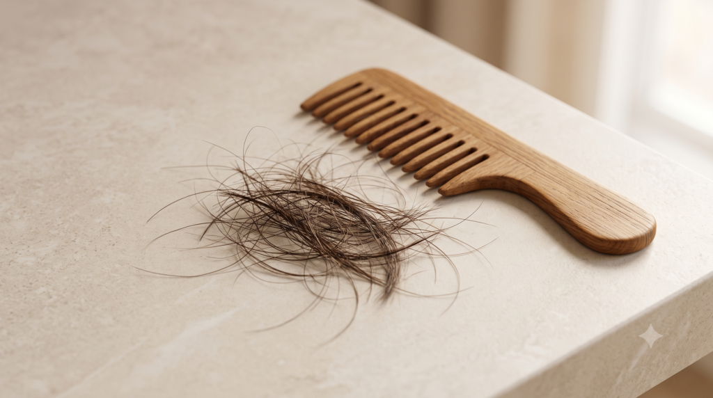 Loose hair strands representing hair fall