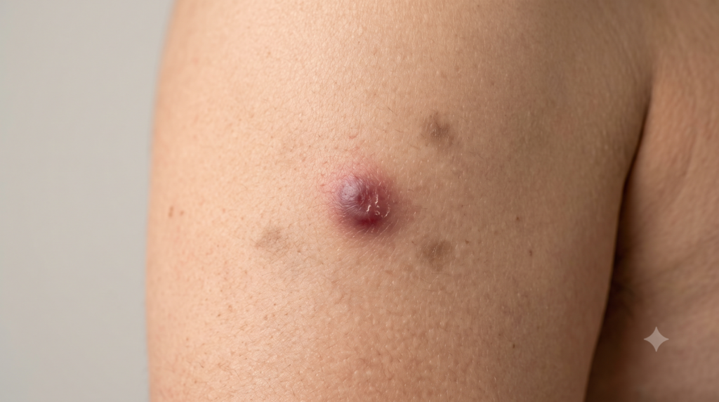 Skin showing recurrent boil-related changes