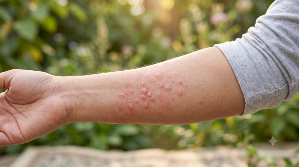 Mild skin reaction representing a skin allergy